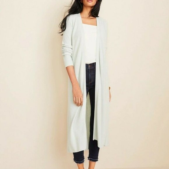 NWT Ann Taylor Ribbed Duster Sweater - Icy Sage - Sz XS - Picture 1 of 2